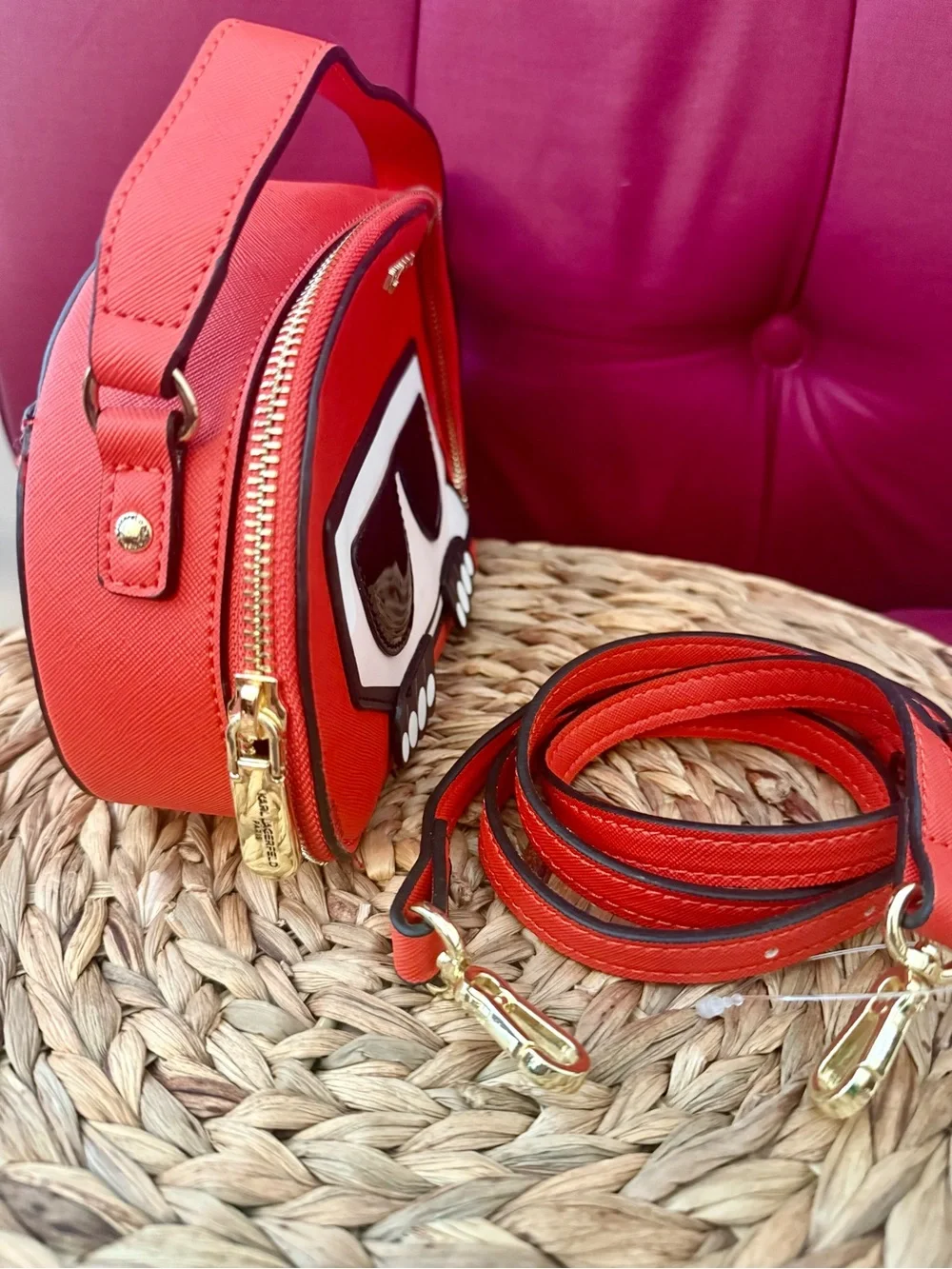 Karl Lagerfeld Paris K/lkonik Red Crossbody Bag with Sunglasses Motif - Picture 4 of 5